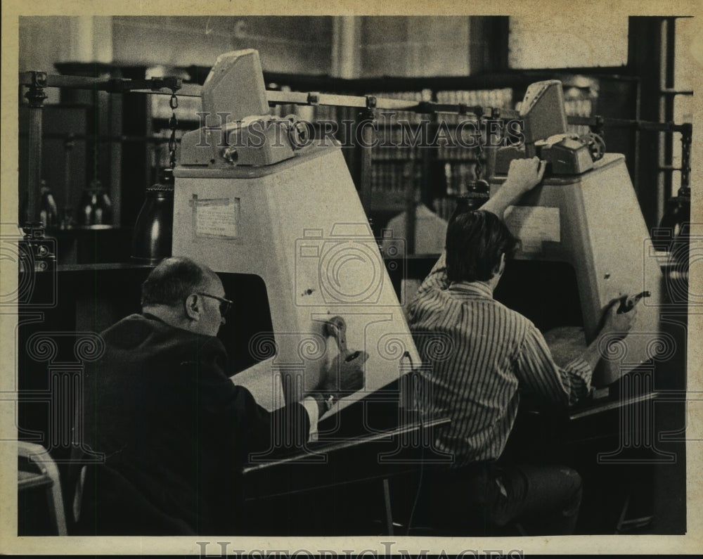 Reading machines in use at the New York State Library-Historic Images