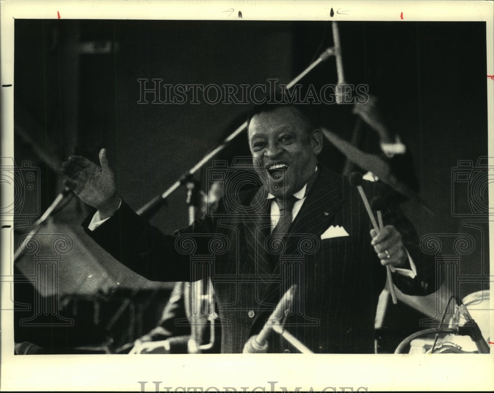 1986 Press Photo Lionel Hampton performs at Washington Park in Albany, New York - Historic Images