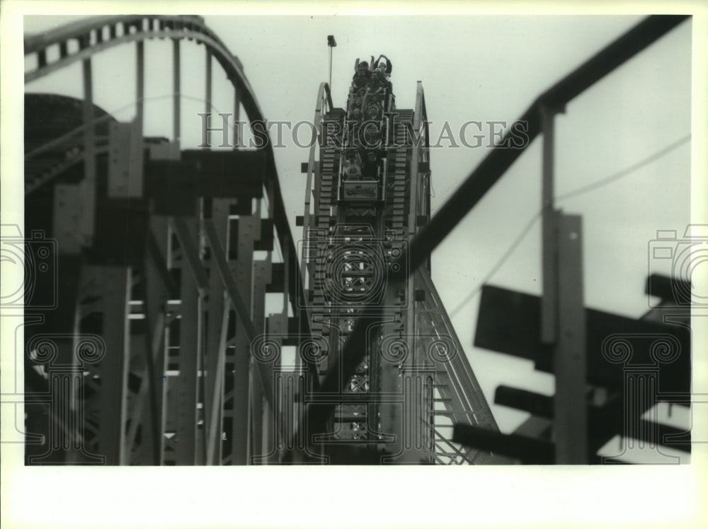 1994 Wooden roller coaster at Great Escape Theme Park in New York - Historic Images
