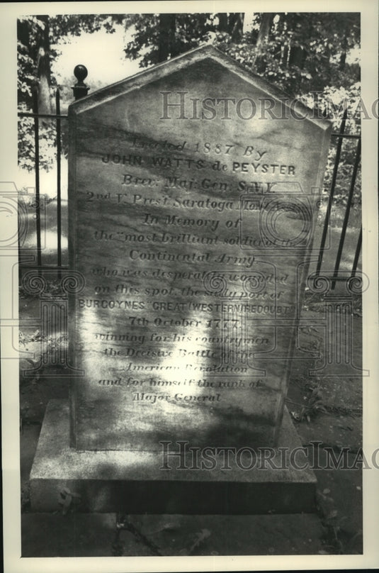 1989 Press Photo Back side of Benedict Arnold memorial, Stillwater, New York - Historic Images