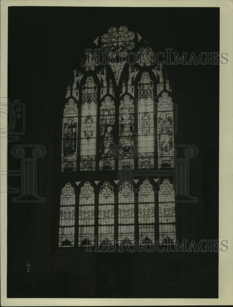 1937 Press Photo Stained Glass at St. John&#39;s Catholic Church, Albany, New York-Historic Images