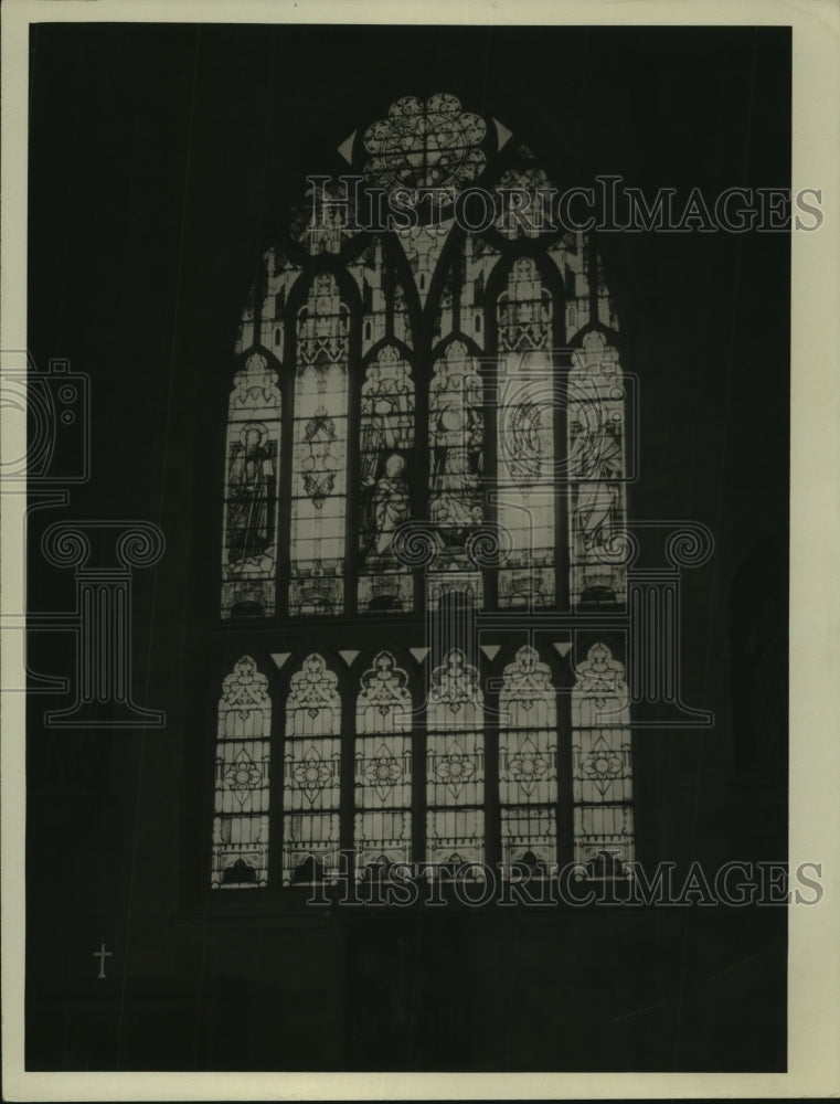 1937 Press Photo Stained Glass at St. John's Catholic Church, Albany, New York-Historic Images