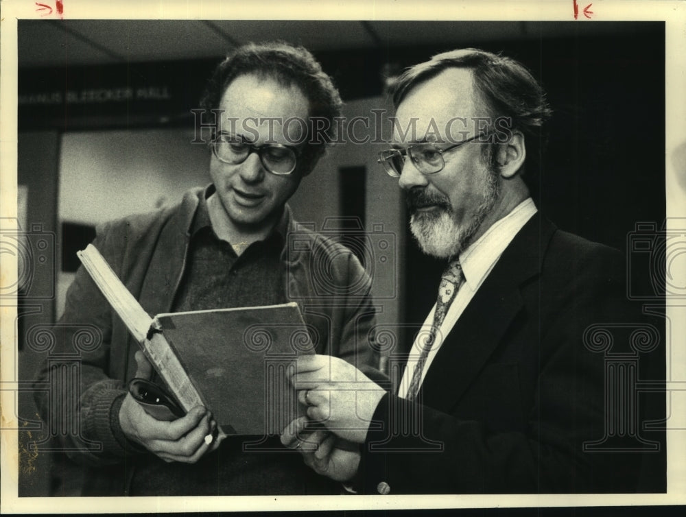 1983 Press Photo Malcolm Frager &amp; John McCabe, Albany Public Library, New York - Historic Images