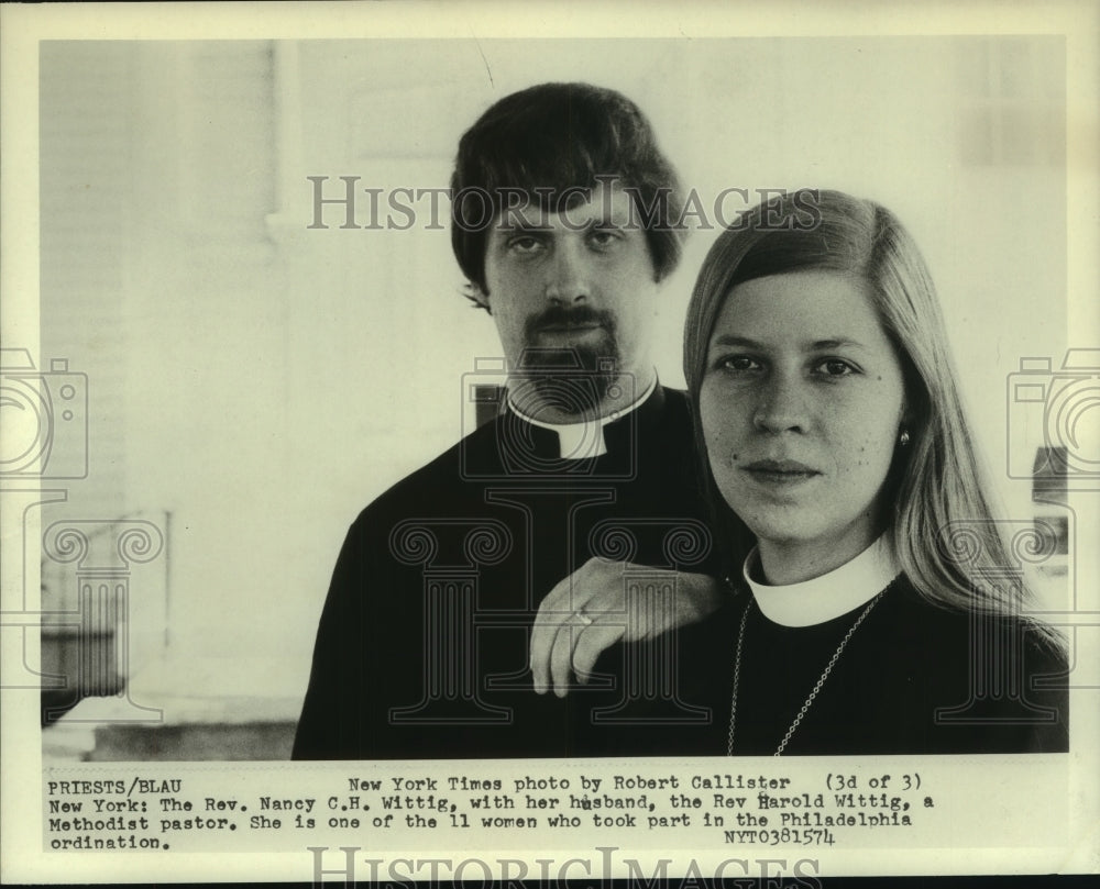 1974 Press Photo NY Reverend Nancy Wittig with husband Reverend Harold Wittig - Historic Images