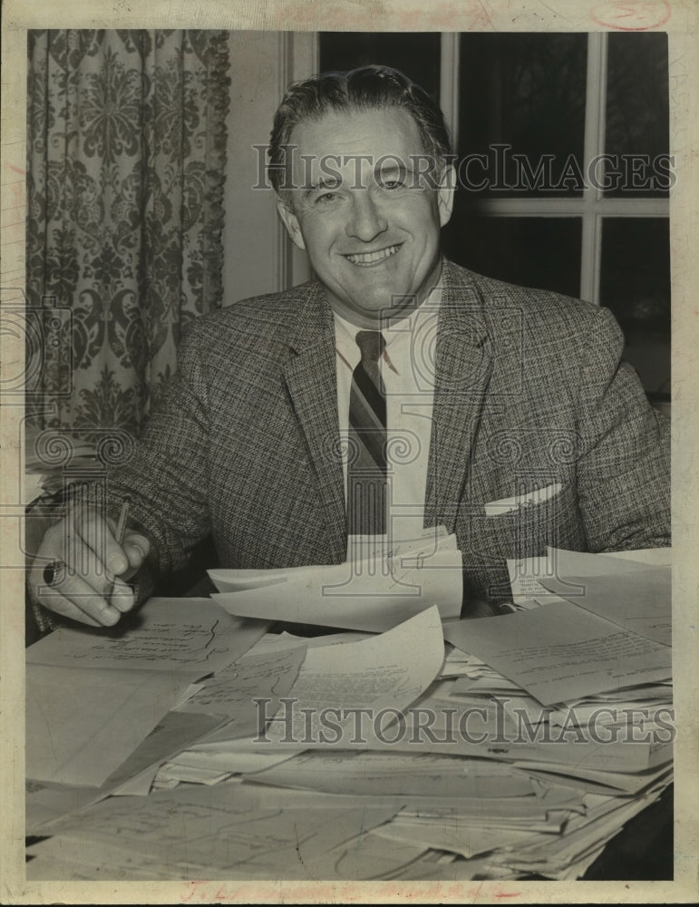 1964 Press Photo J. Lawrence Murray behind a pile of paperwork - tua07459-Historic Images