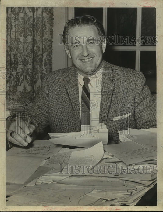 1964 Press Photo J. Lawrence Murray behind a pile of paperwork - tua07459-Historic Images