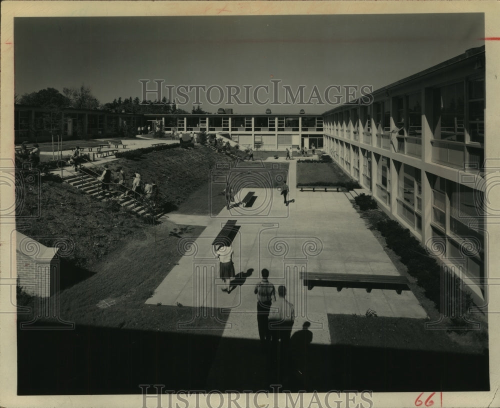 1967 Students & Faculty outside White Plains, NY High School - Historic Images