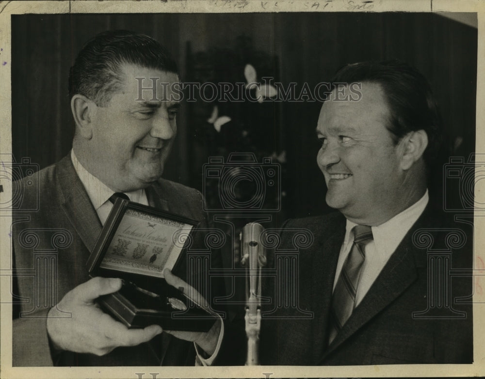 1968 George Hanner presents watch to William Murphy, Wolfert's Roost - Historic Images
