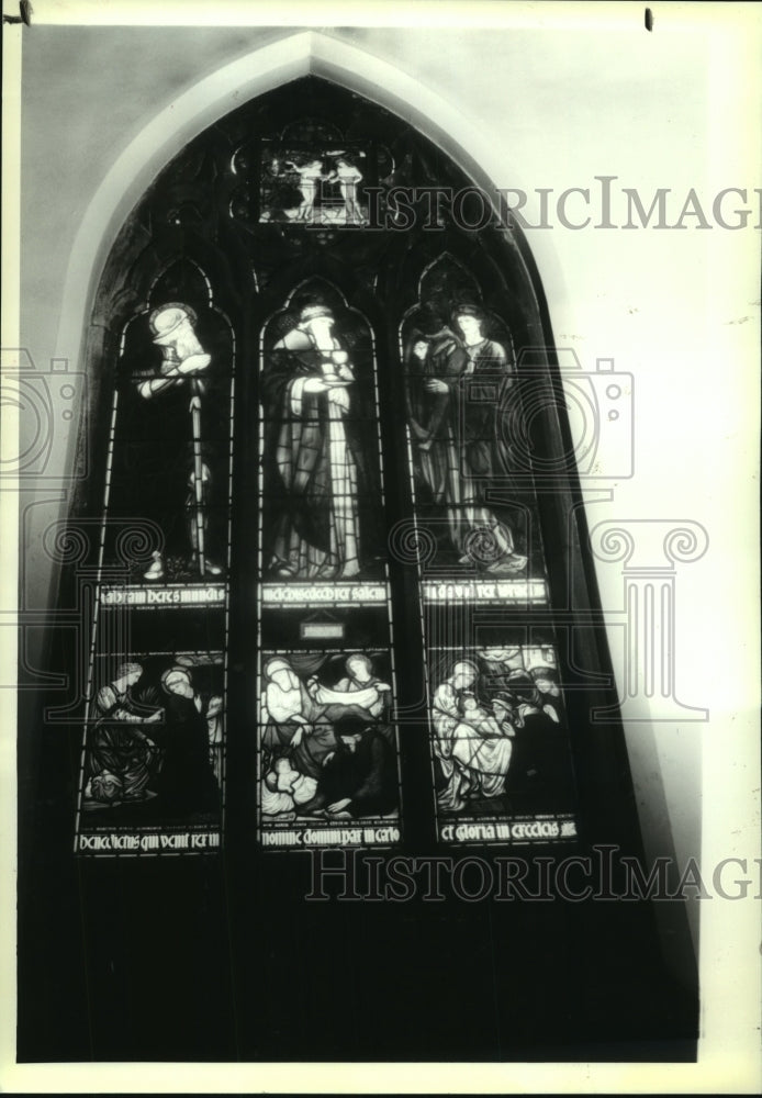 1994 Press Photo Stained glass at St. Peter&#39;s Church, Albany, New York - Historic Images