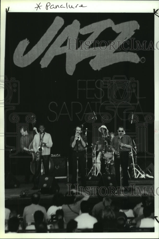 1992 Press Photo Performers on stage during Newport Jazz Fest in Saratoga, NY - Historic Images