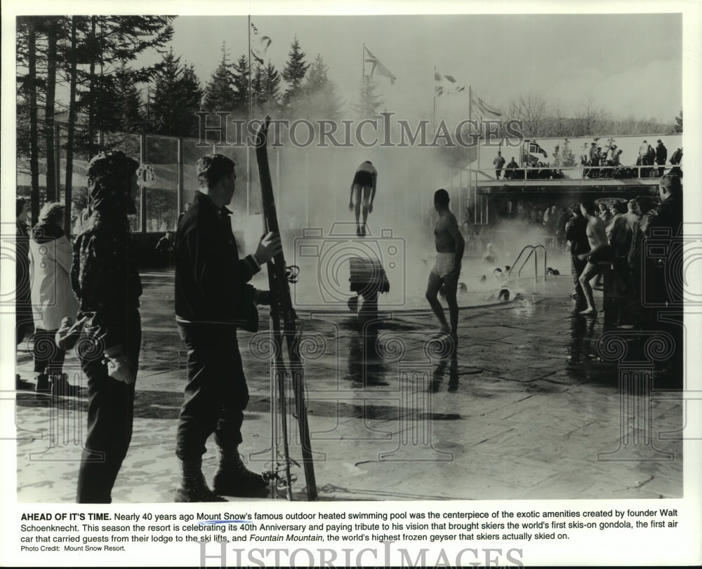 1996 Outdoor heated pool at Mount Snow Ski Resort in Vermont - Historic Images