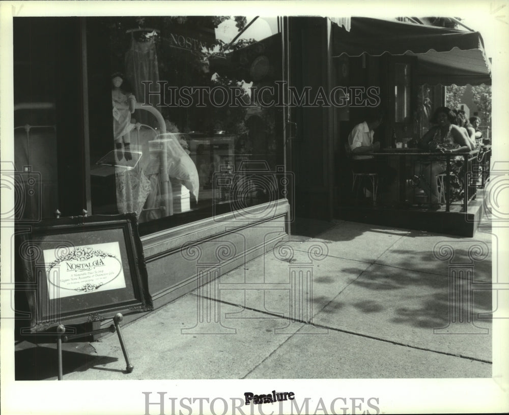 1992 Shops and restaurants along Broadway in Saratoga Springs, NY - Historic Images