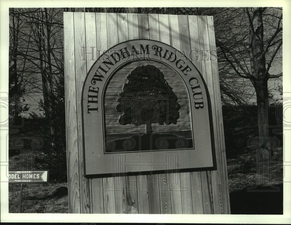 1990 Sign for Windham Ridge Club condo project in Windham, New York - Historic Images