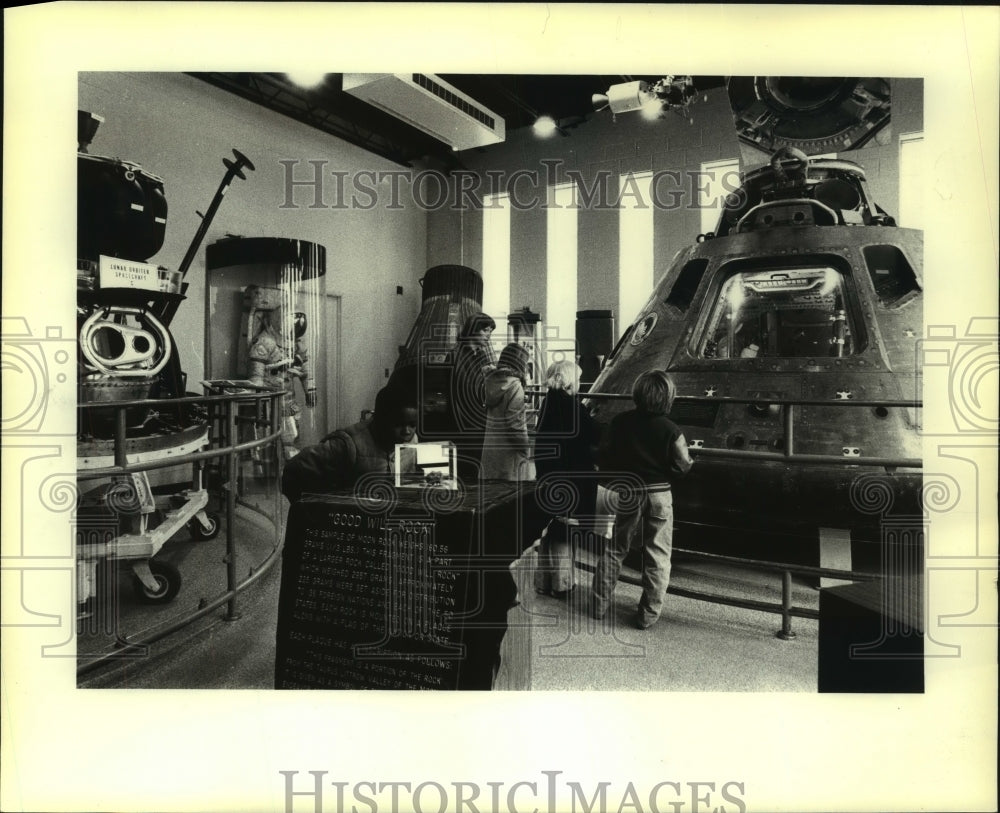 Visitors check out exhibits at NASA Visitors Center, Hampton, VA - Historic Images