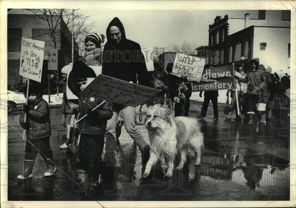 1978 Schenectady, NY citizens march in support of tax referendum - Historic Images