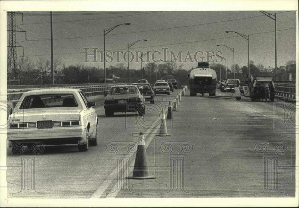 1986 Press Photo Construction on Western Gateway Bridge in Scotia, New York - Historic Images