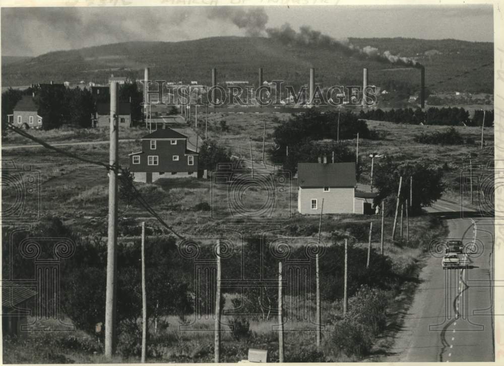 Press Photo Smoke pours from industrial chimney in Nova Scotia, Canada - Historic Images