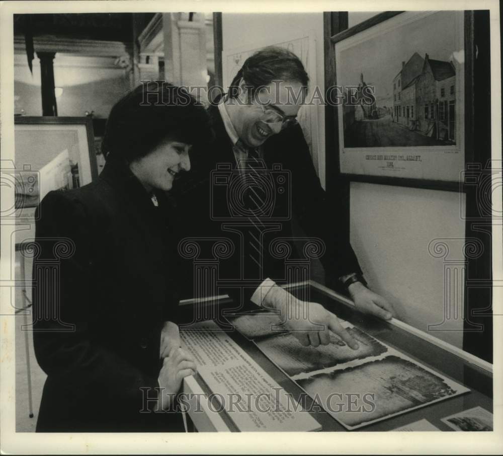 1984 Copies of Dutch colonial manuscript display in Albany, New York - Historic Images