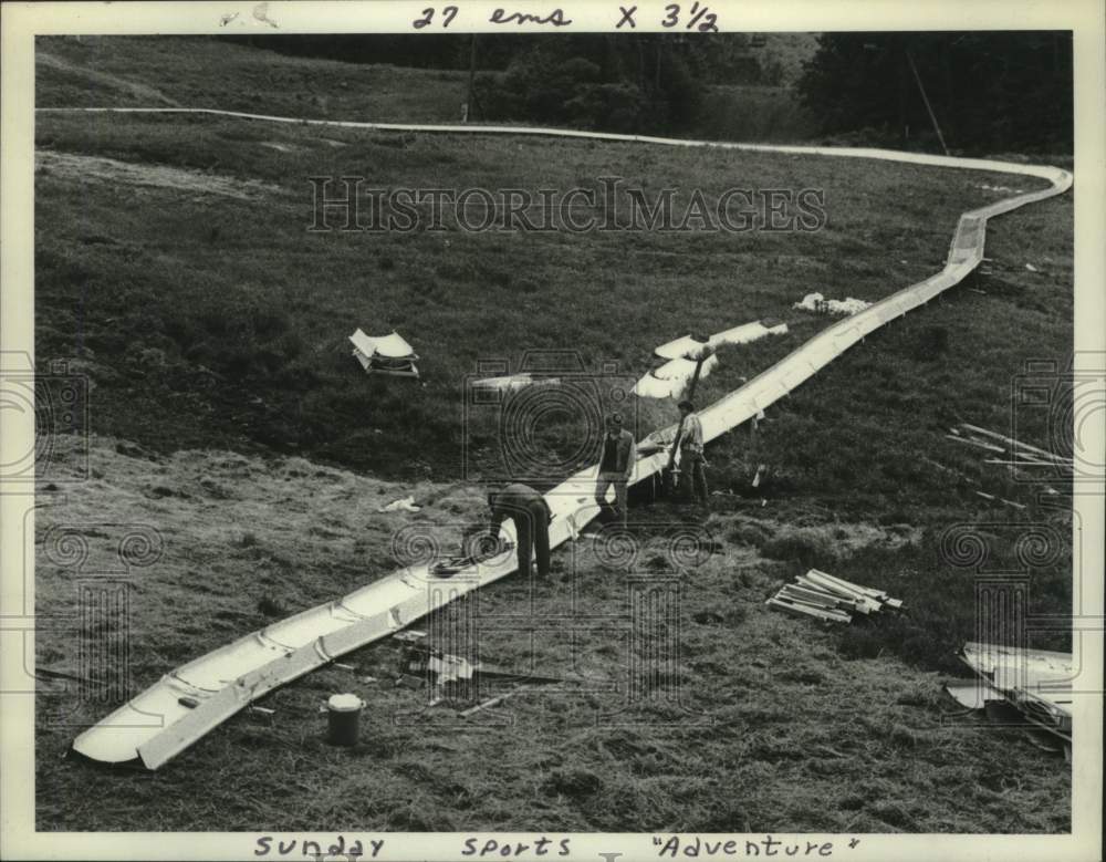 1977 Press Photo Construction of West Mountain Slide in New York - tua14297 - Historic Images