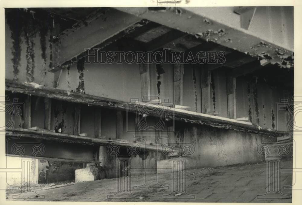 1983 Press Photo Deteriorating conditions under Western Avenue Bridge, New York - Historic Images