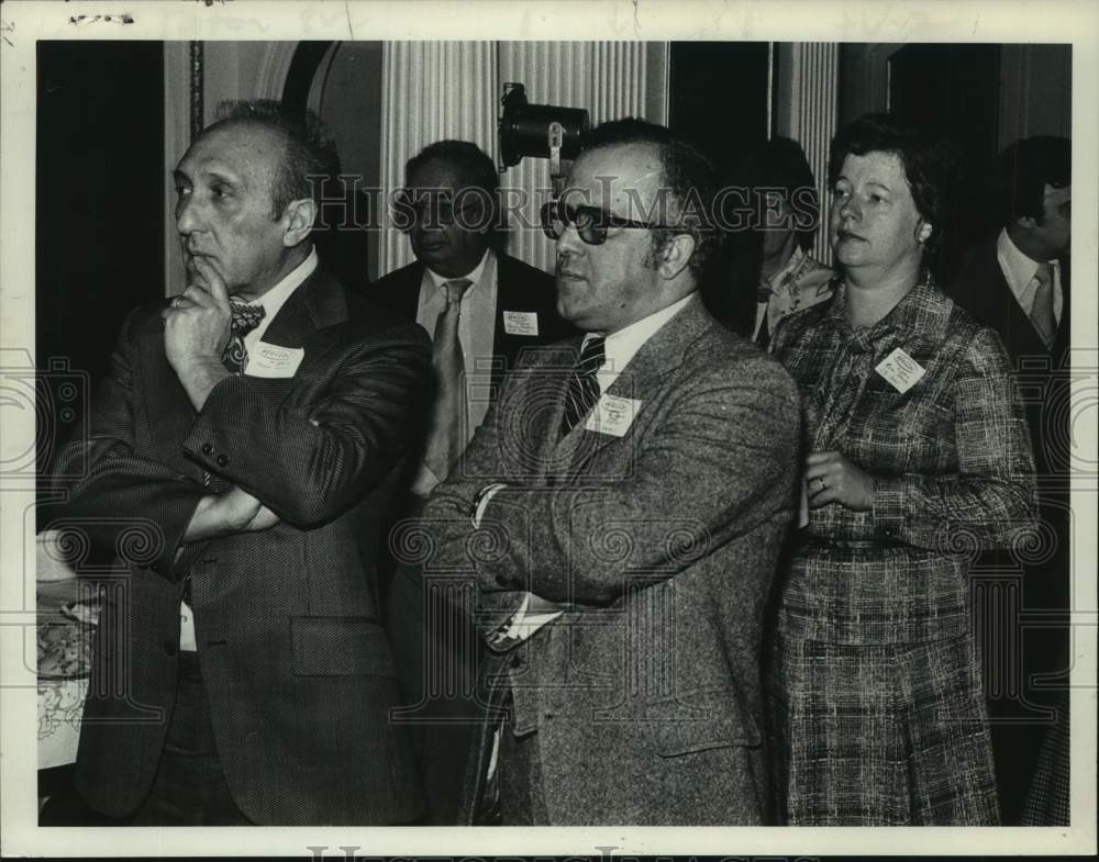 1979 Press Photo Schenectady, New York politicians at Proctors press conference - Historic Images