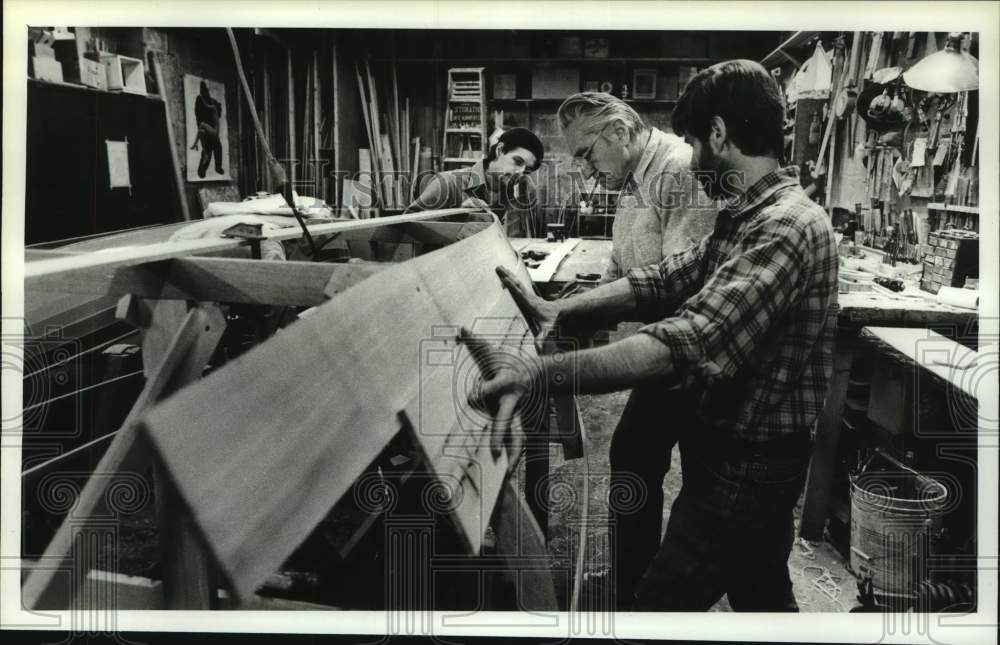 1991 Boat being built at North River Boat Works, Albany, New York - Historic Images