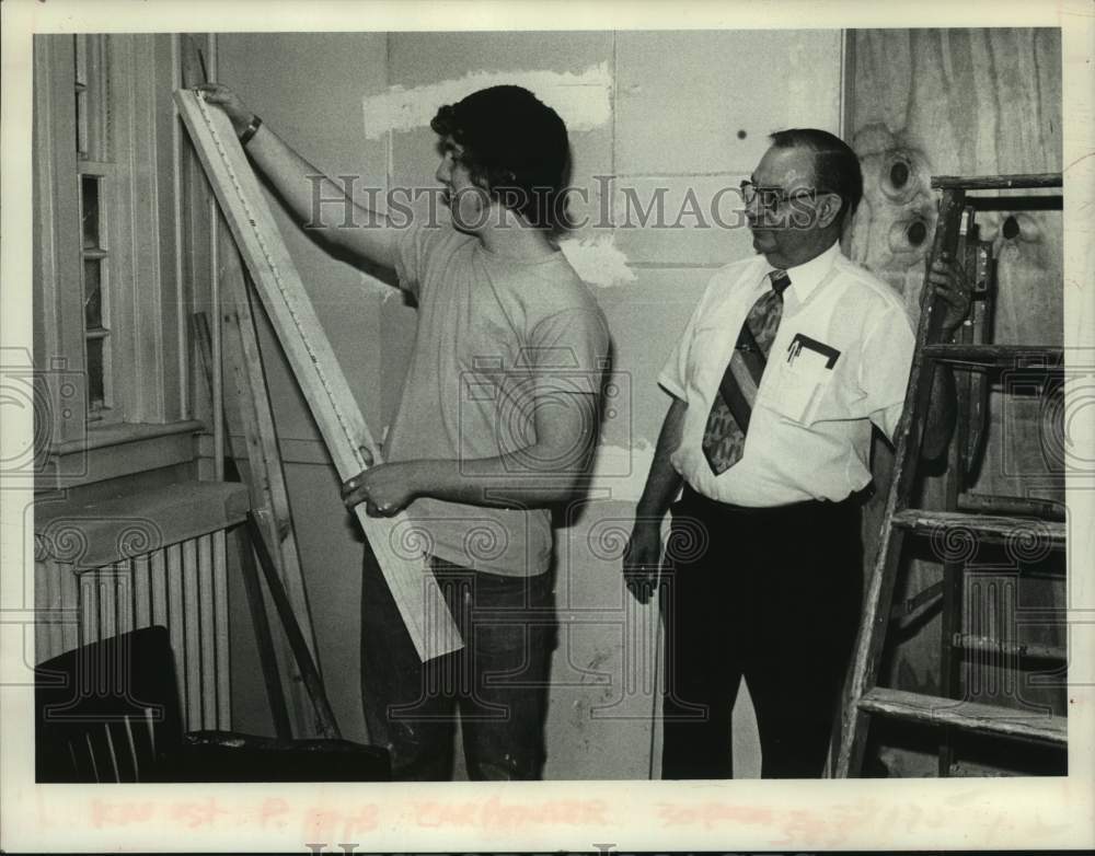 1980 Press Photo Construction repairs made at Scotia, New York Police Department - Historic Images