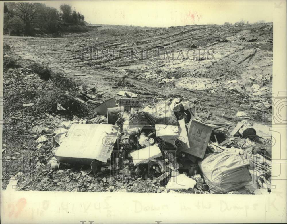 1979 Press Photo Garbage found at Schenectady NY land fill on Cheldingham Avenue - Historic Images