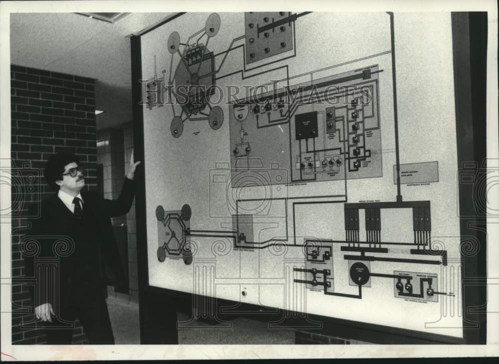 1987 Press Photo Joel Sendra, Schenectady, New York Sewage Treatment Plant - Historic Images