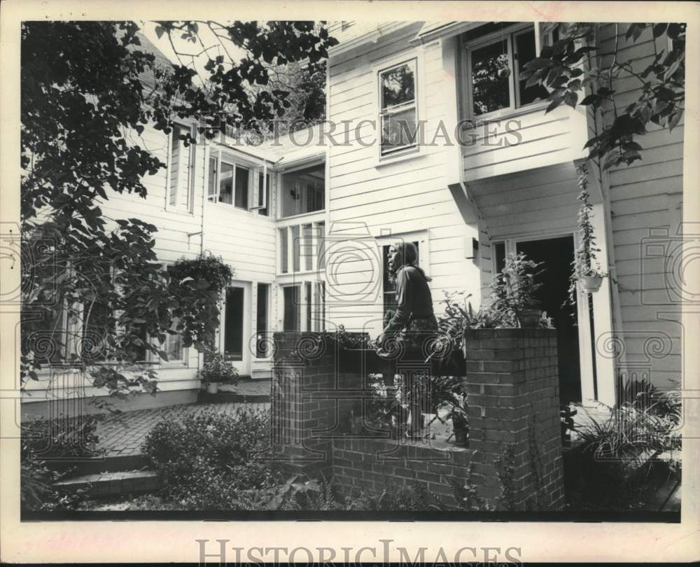 1973 Virginia Kambaur outside her Schenectady, New York home - Historic Images