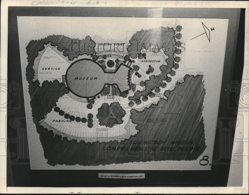 1971 Press Photo Site plan drawing for Schenectady Museum in New York-Historic Images