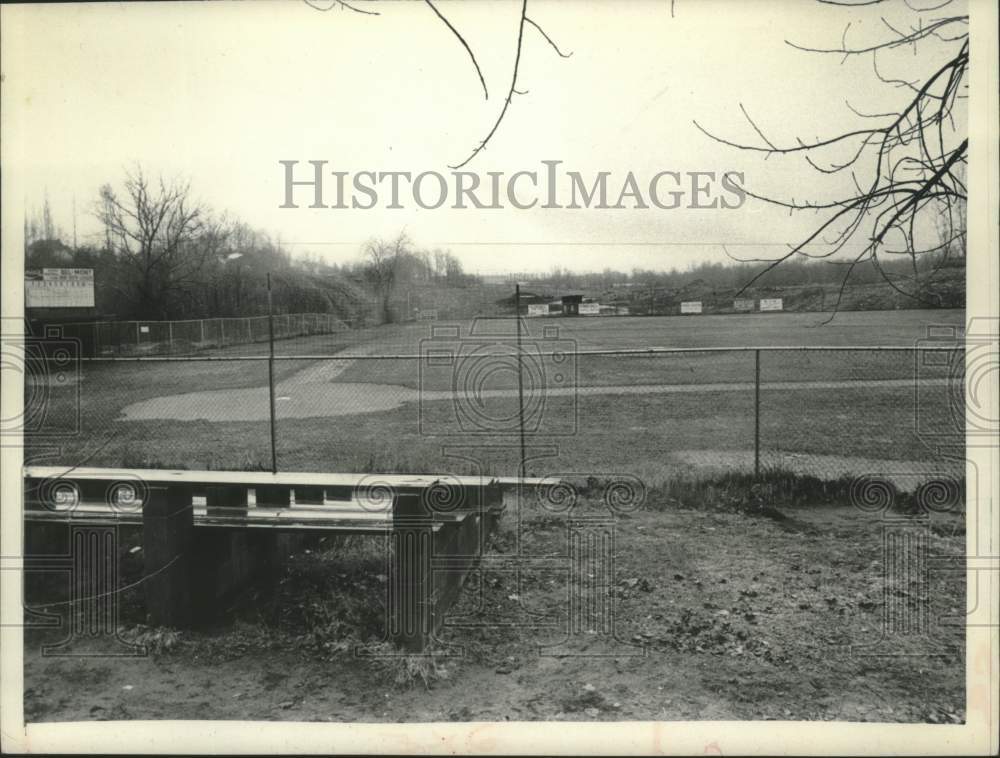 1972 Empty baseball diamond in Schenectady, New York - Historic Images