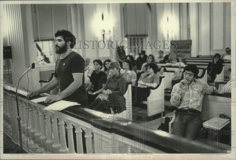 1979 Press Photo Physicist speaks to Schenectady, NY Environmental Commission - Historic Images