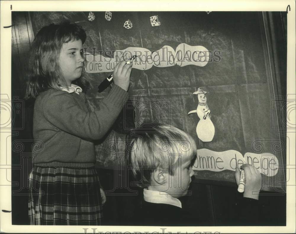 1st grade students learn French at Holy Spirit School East Greenbush - Historic Images