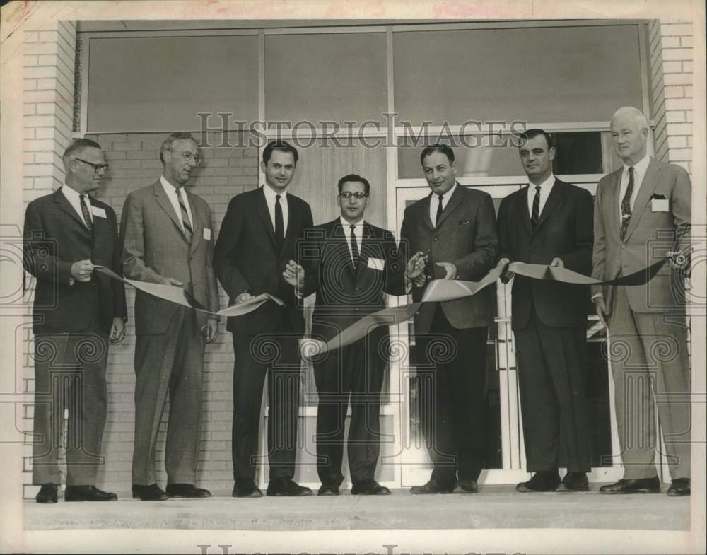 1966 Albany, New York area businessmen at ribbon cutting ceremony - Historic Images