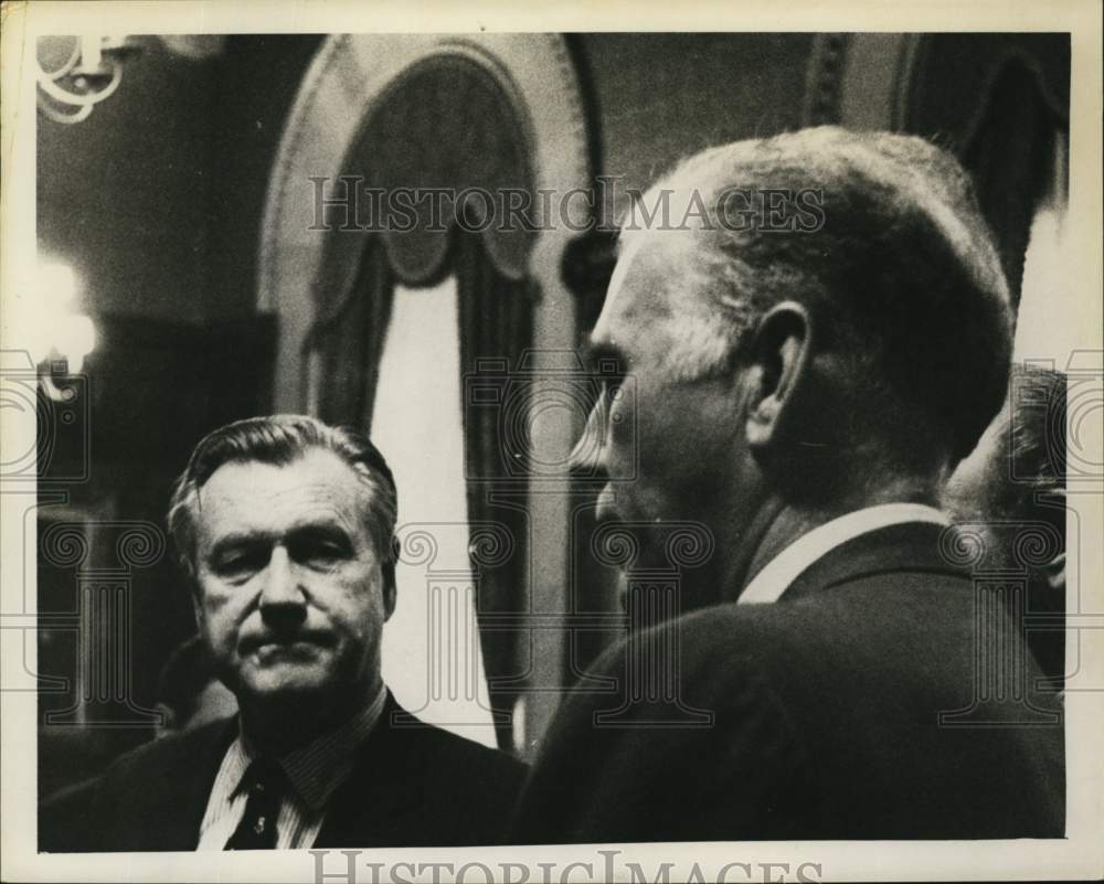 1969 Joseph Paeglor (right) speaks with unidentified man - Historic Images