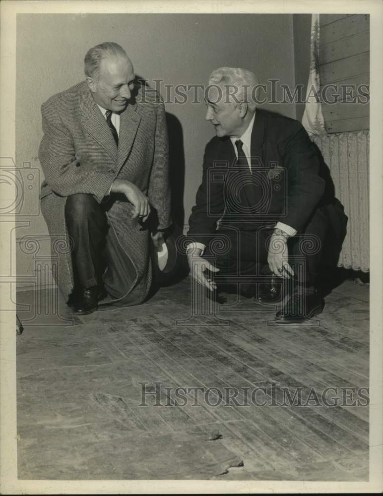 1964 Albany, NY Mayor Corning & Jenry Palmieri inspect building - Historic Images