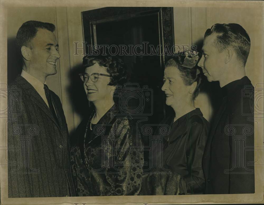 1962 Mr &amp; Mrs M Raymond O&#39;Brien at reception for him at St Gregory&#39;s - Historic Images
