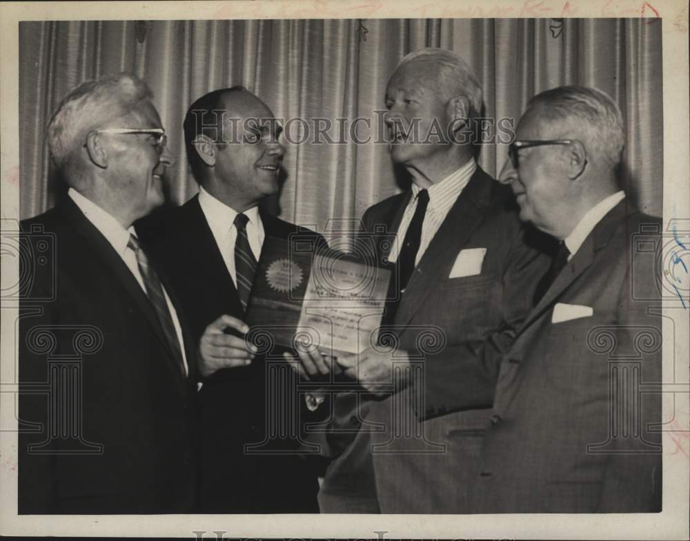 1969 National Commercial Bank officials with plaque in Albany, NY - Historic Images