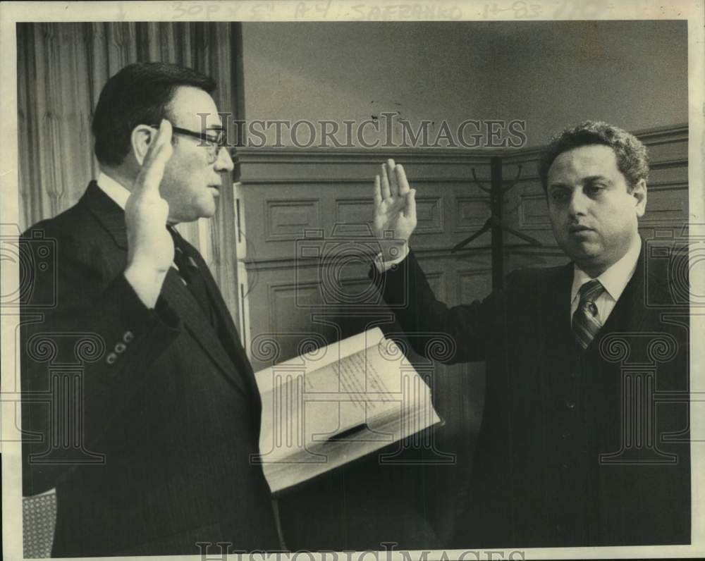 1982 Court Justice swears in traffic court judge in Albany, New York - Historic Images