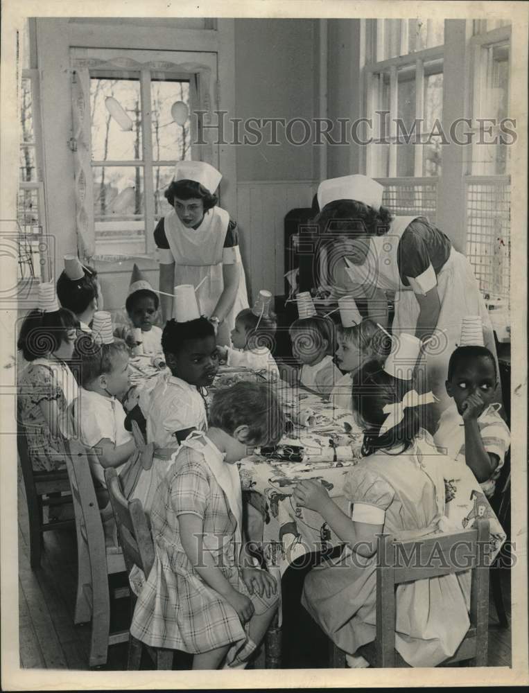 1961 Birthday party at St. Margaret's House & Hospital, Albany, NY - Historic Images