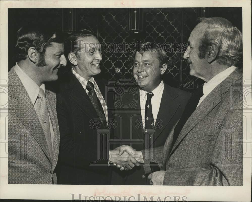 1973 Four men talk at the annual Schenectady NY Sheriffs Dinner - Historic Images