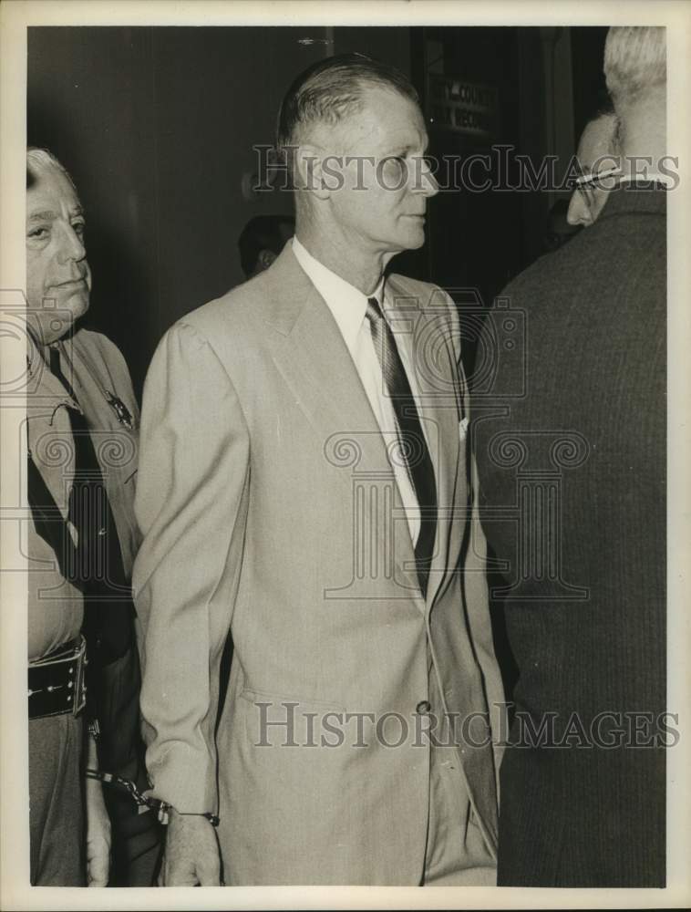 1964 Harold P. Lin escorted by police outside Albany, NY courthouse - Historic Images