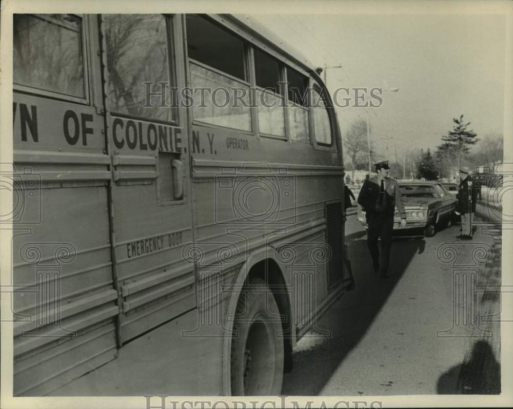 1972 Police on scene of Colonie, New York school bus accident - Historic Images