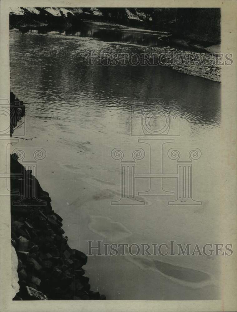 Oil slick on Coeymans Creek and Hudson River in New York - Historic Images