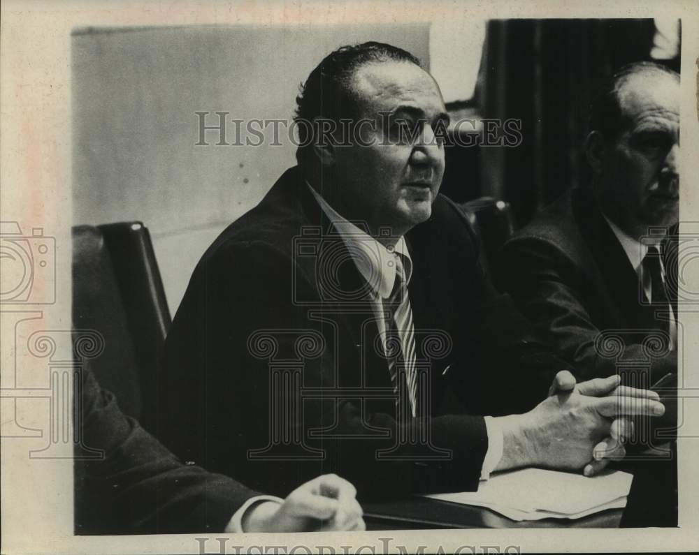 1967  Alfred Santangelo sits at conference table - Historic Images