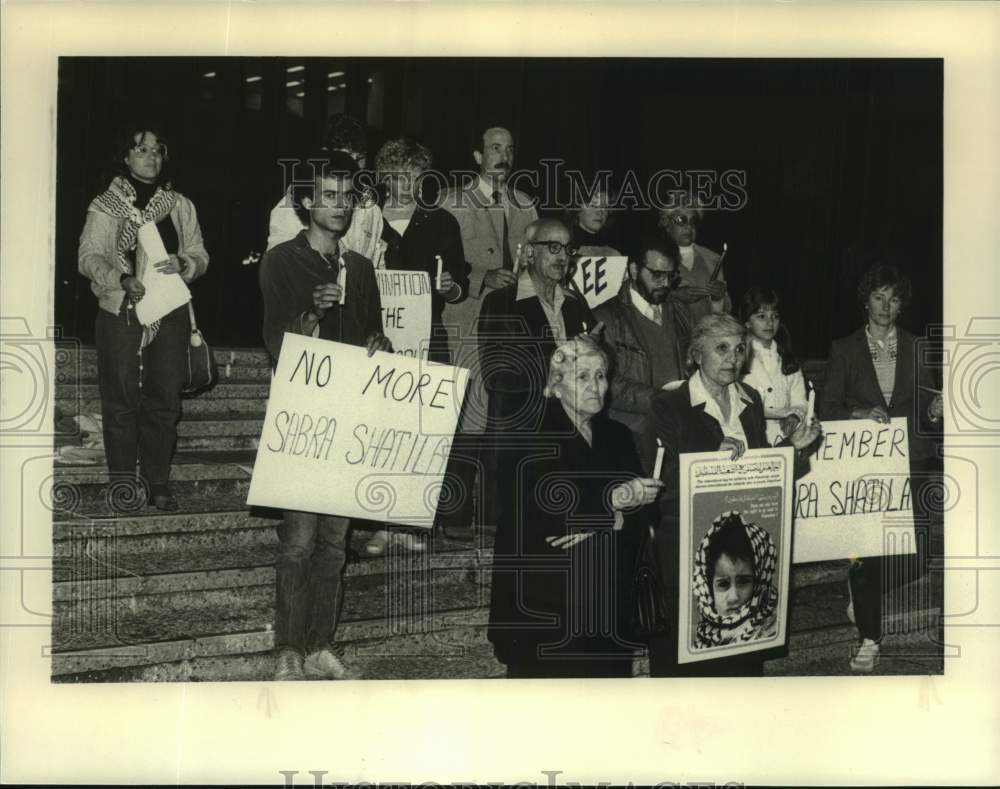 Vigil held for Palestinian massacre in downtown Albany, New York - Historic Images