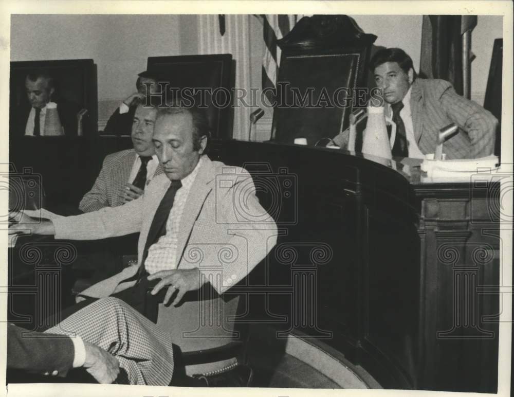 1974 Robert Coan,  Mayor Duci and Robert (Bud) Lune at meeting - Historic Images