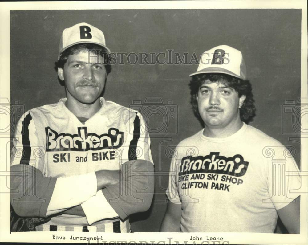 Softball players Dave Jurczynski and John Leone in New York - Historic Images
