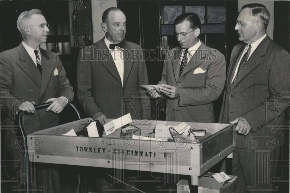 Press Photo International Harvester officials inspect Menands, New York facility - Historic Images